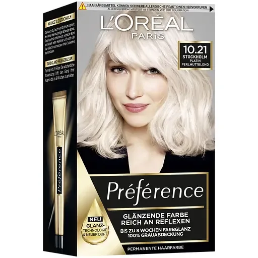 Стійка фарба для волосся L'Oreal Paris Preference 10.21 Stockholm Very Very Light Pearl Blonde 174 мл