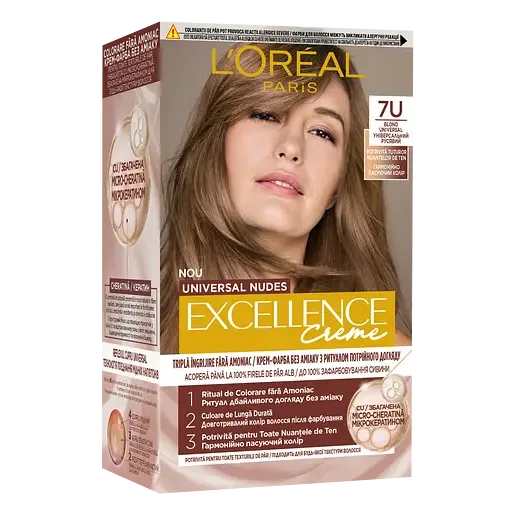 Стійка крем-фарба для волосся L'Oreal Paris Excellence Crème Universal Nudes 7U Універсальний русявий 192 мл