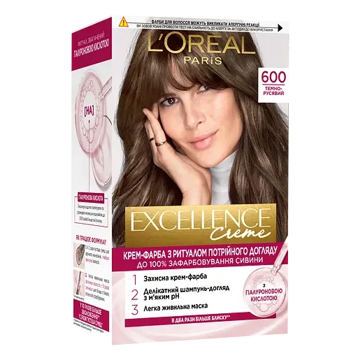 Крем-фарба для волосся L'Oreal Paris Excellence Creme з потрійним доглядом 6.00 Темно-русявий, 192 мл