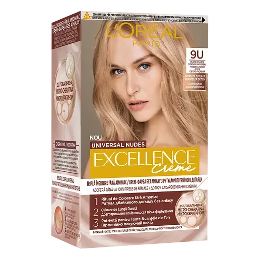Стійка крем-фарба для волосся L'Oreal Paris Excellence Crème Universal Nudes 9U Універсальний дуже світло-русявий 192 мл