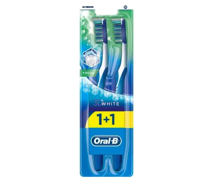 Зубная щетка Oral-B 3D White Свежесть 1+1, средняя жесткость 2 шт
