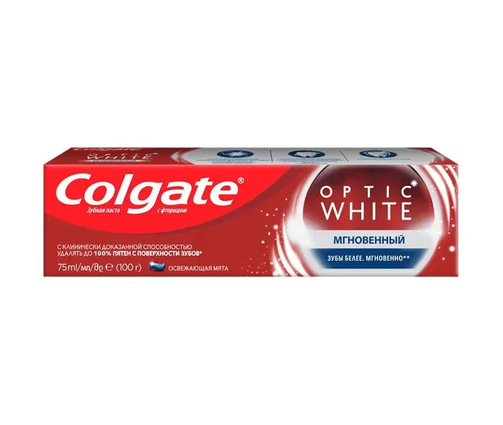 Зубна відбілююча паста Colgate Optic White Миттєве відбілювання, 75 мл
