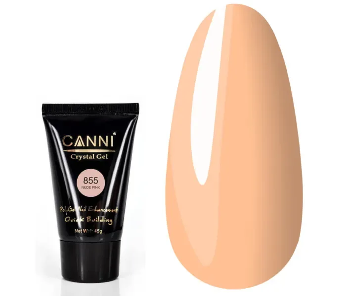 Акригель Canni Poly Nail Gel №855 - телесный розовый, 45 г (0072527)