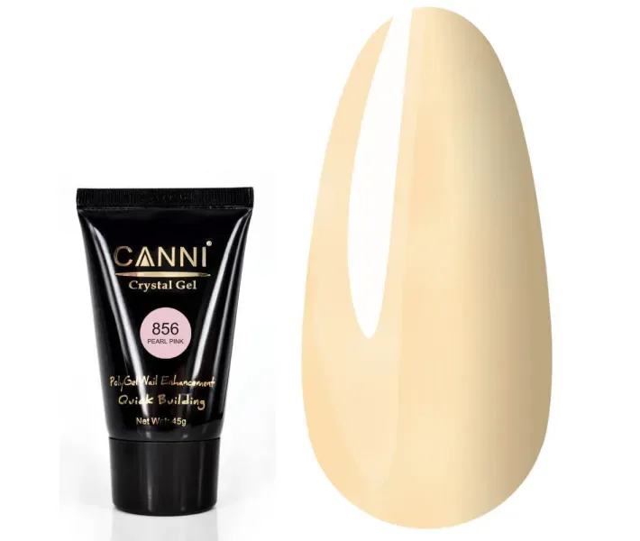 Акригель Canni Poly Nail Gel №856 - жемчужный розовый с микроблеском, 45 г (0072528)