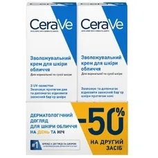 Промонабір CeraVe Крем для обличчя зволожуючий день SPF50 52мл + ніч 52 мл для нормальної та сухої шкіри 2026
