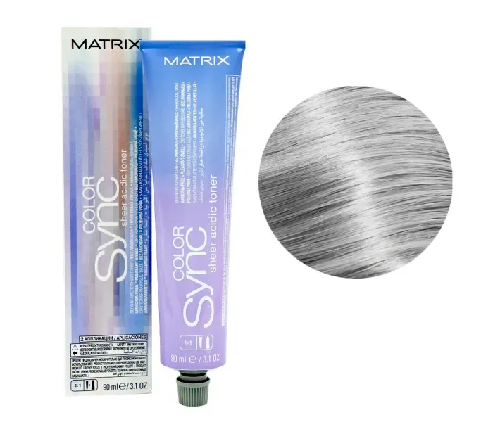 Тонер безамміачний для волосся Matrix Sync Sheer Steel - прозорий сталевий, 90 мл (0084987)