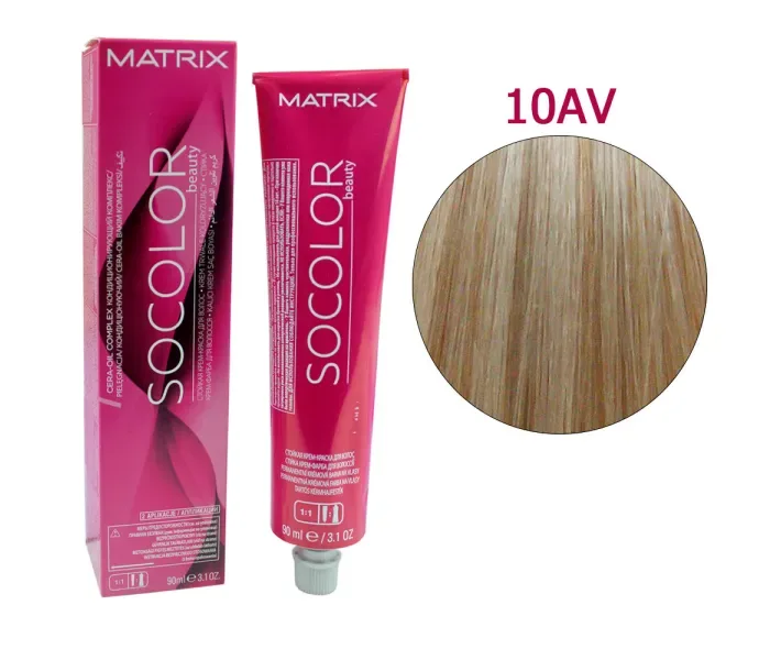 Стійка крем-фарба Matrix Socolor beauty 10AV Дуже дуже світлий блондин попелясто-перламутровий 90 мл