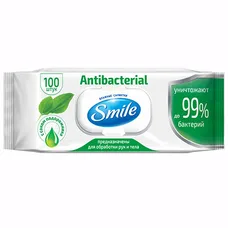 Салфетки Smile Antibacterial с соком подорожника №100