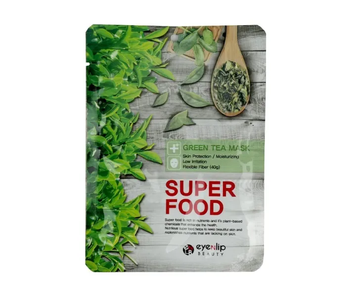 Тканинна маска для обличчя "Зелений чай" Super Food Green Tea Mask 23 мл (8809555251415) Eyenlip (349754702)