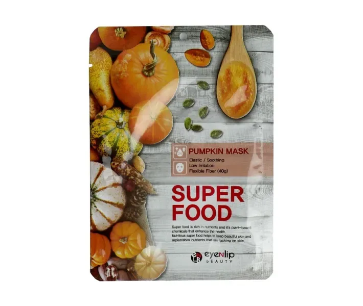 Тканинна маска для обличчя "Гарбуз" Super Food Pumpkin Mask 23 мл (8809555251477) Eyenlip (349755338)