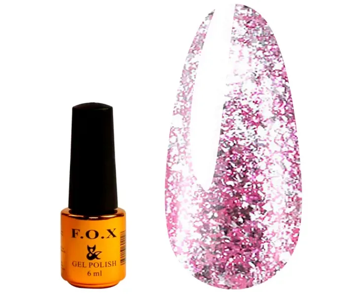 Гель-лак FOX Brilliance №10 - рожево-блакитний з блискітками, 6 мл (0070033)