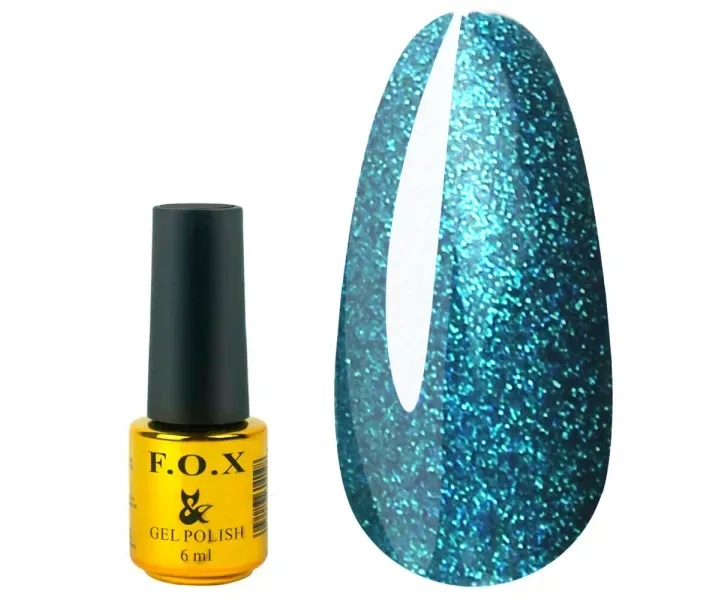 Гель-лак FOX Pigment №169 - синьо-блакитний з дрібними блискітками, 6 мл (0064116)