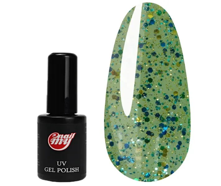 Гель-лак MY Nail №050 - світло-зелений з мікроблиском та блискітками, 7 мл (0094830)