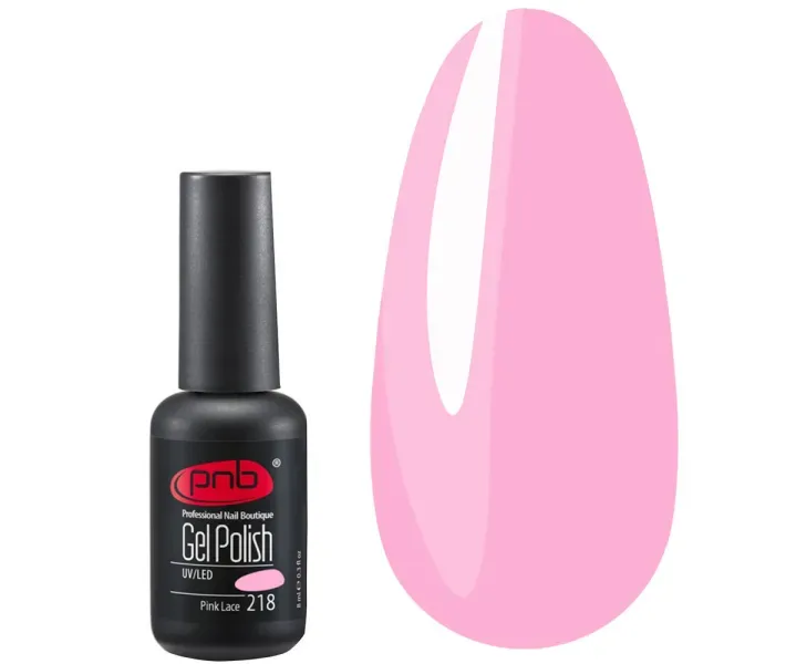 Гель-лак PNB №218 - Pink Lase - рожевий молочний, 8 мл (0082512)