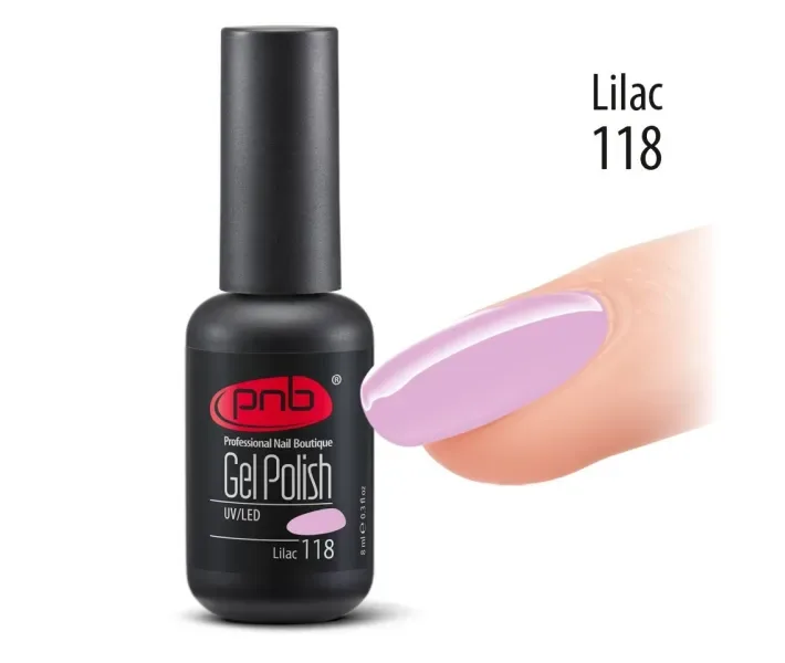 Гель-лак PNB №118 - Lilac - ніжно-ліловий, 8 мл (0055868)