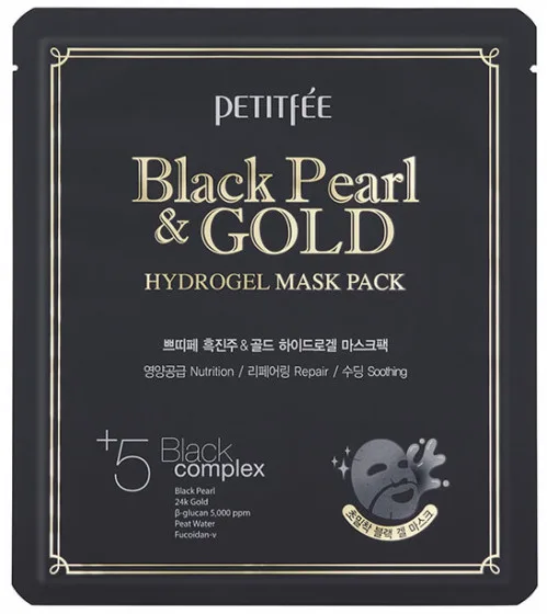Petitfee & Koelf Black Pearl & Gold Hydrogel Mask Pack - Гідрогелева маска з золотом і чорними перлинами