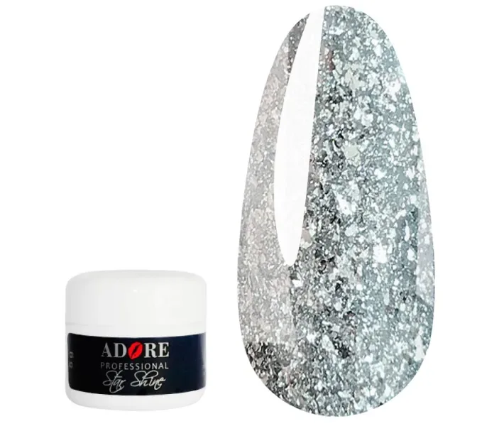 Глиттер-гель ADORE Star Shine Gel №01 - серебро, 5 мл (0068577)
