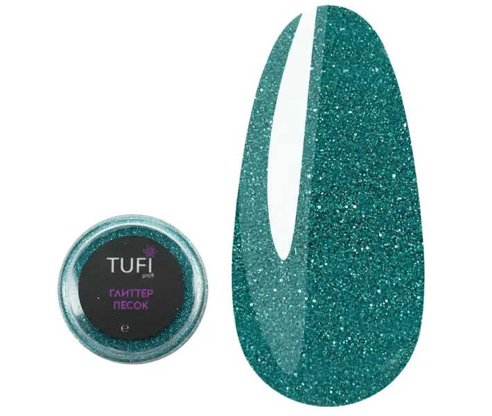 Песок для ногтей Tufi Profi - бирюзовый, 0,09 мм (205) (0060804)