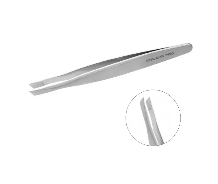 Пінцет для брів Staleks Pro Expert 20 Type 3 (широкі скошені кромки) (0081234)
