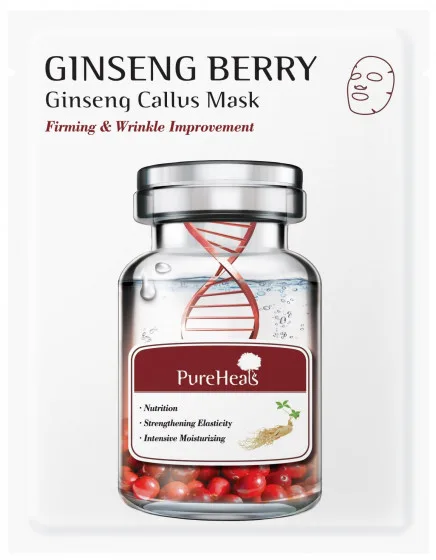 PureHeal's Gingseng Berry Callus Mask - Тканинна маска з екстрактом ягід женьшеню для сяйва і пружності шкіри обличчя