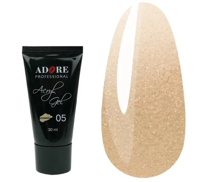 Полигель ADORE Acryl Gel Shimmer №5 - персиковый с золотым шиммером, 30 мл (0093121)