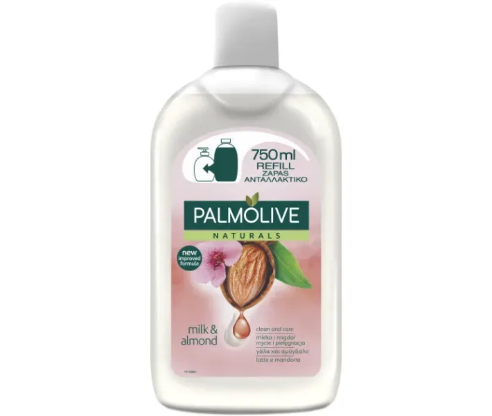 Рідке мило Palmolive Зволоження Молочко та мигдаль, для чутливої шкіри, змінний блок, 750 мл