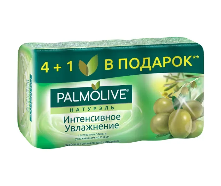 Мило туалетне Palmolive Натурель з екстрактом оливи та зволожуючим молочком, 70 г, 4+1 шт.