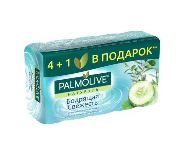 Мило туалетне Palmolive Натурель Зелений чай та огірок, 70 г, 4+1