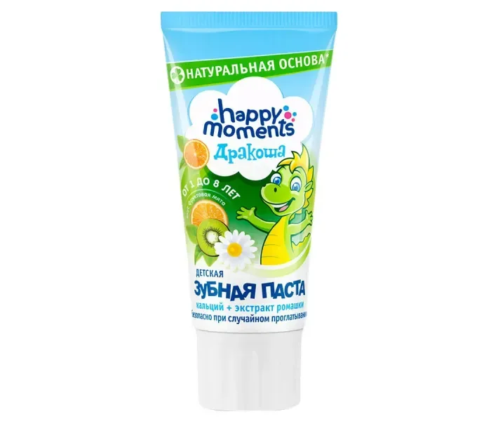 Зубна паста дитяча Happy Moments Дракоша Фруктова м'ята 1-8 років, 60 мл