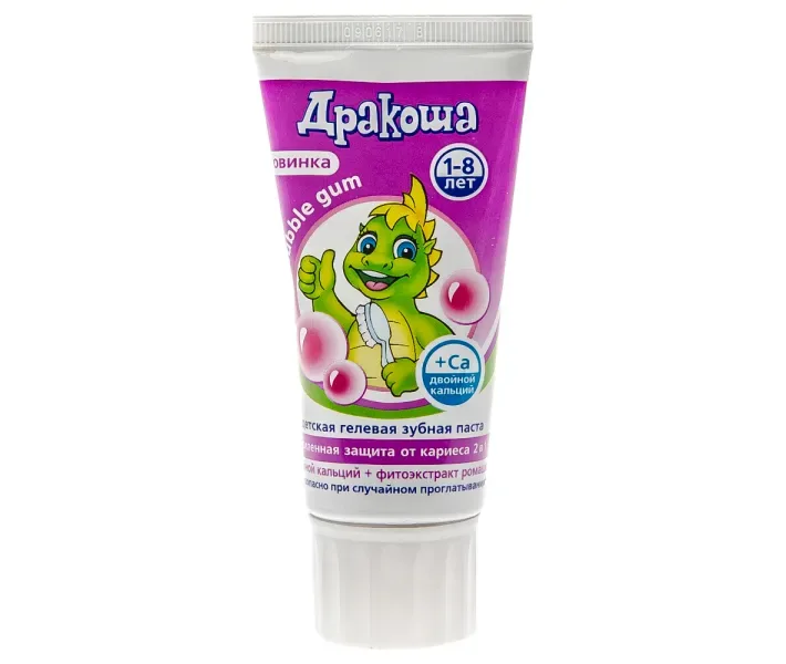 Зубна паста дитяча Дракоша Bubble gum 1-8 років, 60 мл