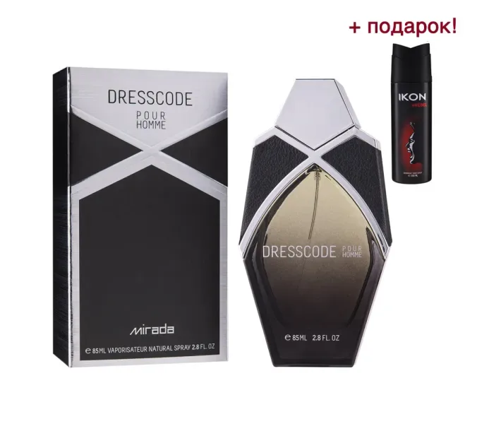 Туалетна вода для чоловіків Mirada Dresscode 85мл (MM40101) + парфюмований чоловічий дезодорант Ikon Rebel (MM43405) в подарунок!