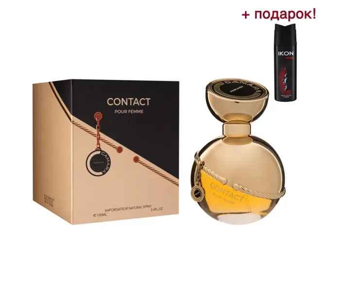Парфумована вода для жінок Camara Contact 100мл (MM41203) + парфюмований чоловічий дезодорант Ikon Rebel (MM43405) в подарунок!