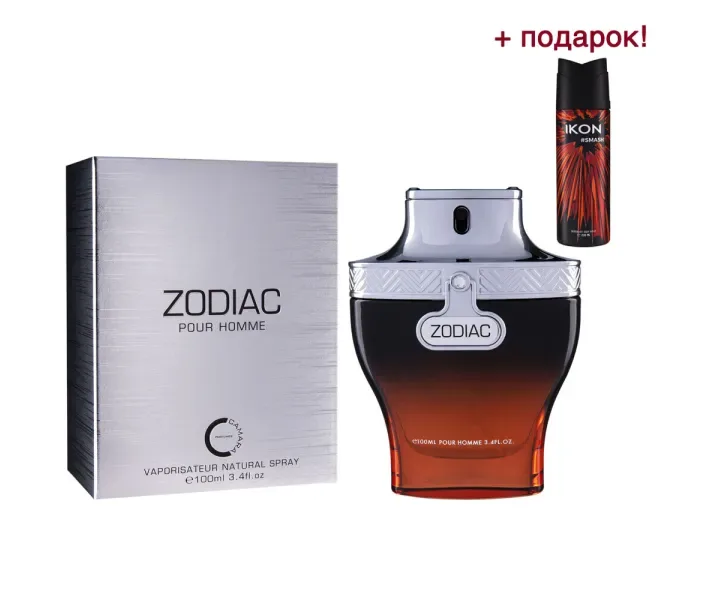 Туалетна вода для чоловіків Camara Zodiac 100мл (MM41106) + парфюмований чоловічий дезодорант Ikon Smash (MM43406) в подарунок!