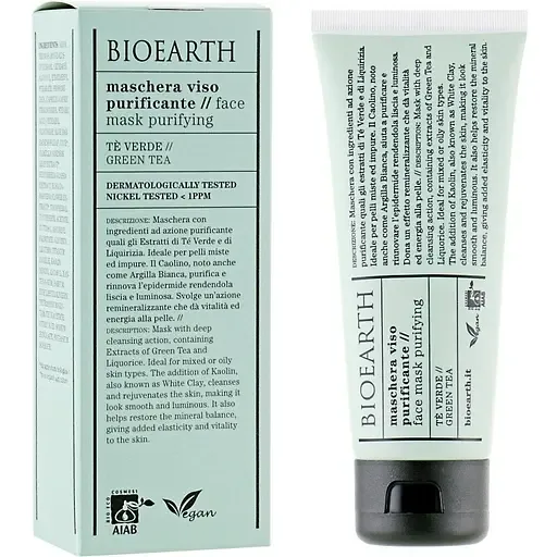 Маска для обличчя очищувальна Bioearth Clarifying Green Tea Face Mask 100 мл