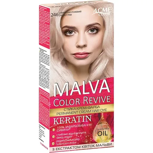 Стійка крем-фарба для волосся Malva Color Revive відтінок 246 Перлинно-рожевий