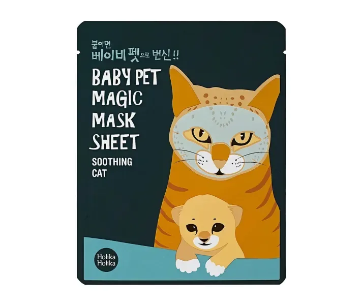Тканинна маска "Кішка" для проблемної шкіри Holika Holika Baby Pet Magic Mask Sheet Soothing Cat