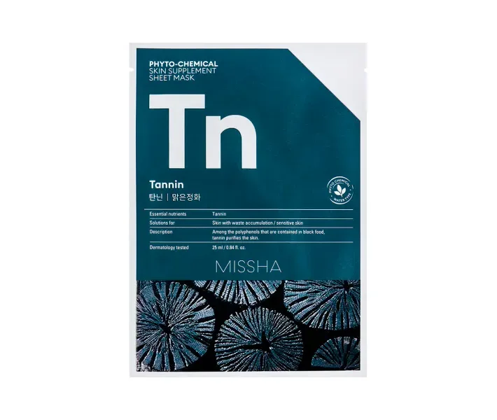 Тканинна очищаюча маска для обличчя Missha Phytochemical Skin Supplement Sheet Mask Tannin, 25 мл
