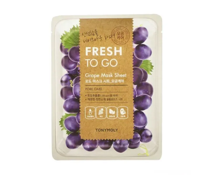 Тканинна маска для обличчя Tony Moly Fresh To Go Маска д/лица с виноградом, 22 г