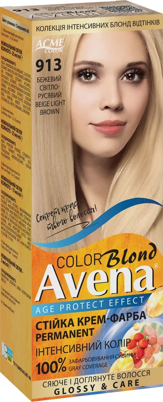 Cтійка крем-фарба для волосся Acme AVENA Blond Color №913 Бежевий світло-русявий