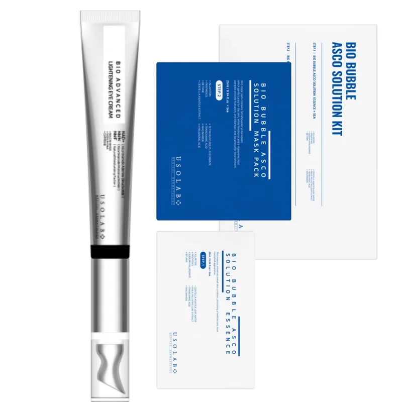 Usolab Bio Advanced Lightening Eye Cream + Bio Bubble ASCO Solution Kit — Комплексний догляд для відновлення, зволоження та омолодження шкіри.