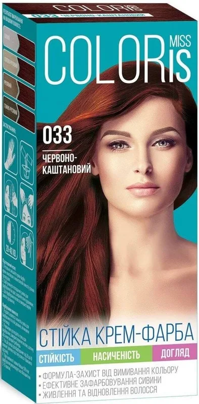Фарба для волосся Miss Coloris 033 Червоно-каштановий