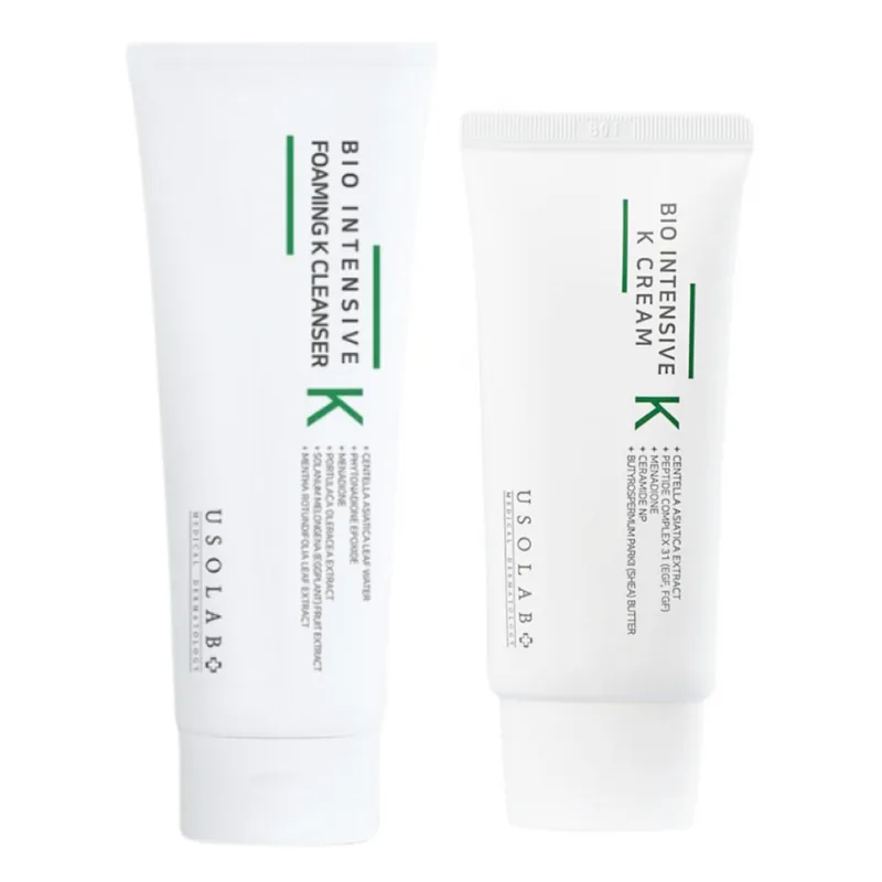 Usolab Bio Intensive Foaming K Cleanser + Bio Intensive K Cream — Набір очищення і зволоження для шкіри з почервоніннями
