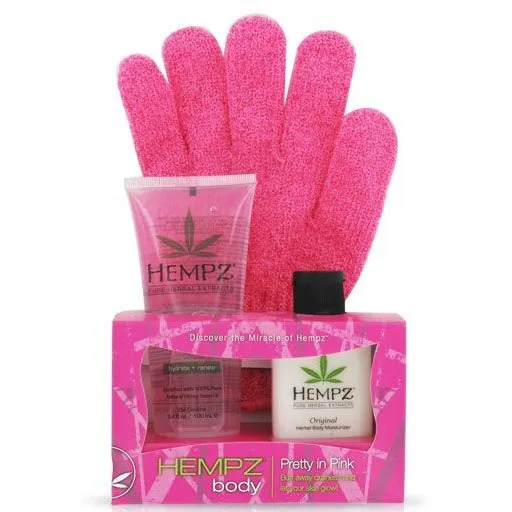 Hempz Pretty In Pink - Набір для тіла з мочалкою рукавичкою