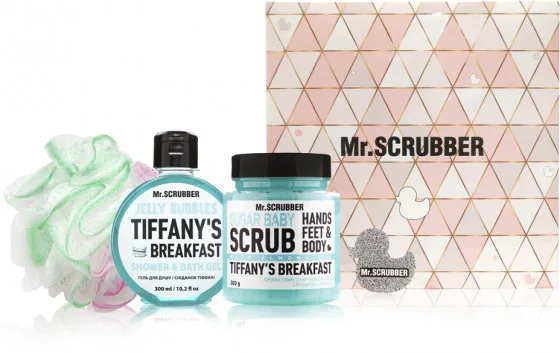 Подарунковий набір Mr.Scrubber " Tiffany’s Breakfast" (body/scr/300 g + sh/gel/275 ml + sh/sponge)