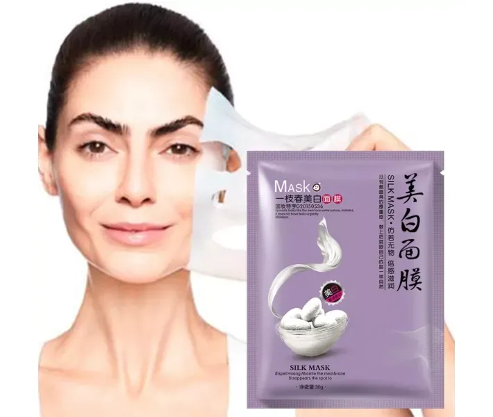 Тканинна маска з протеїнами шовку Bioaqua Silk Mask Відбілююча для шкіри обличчя