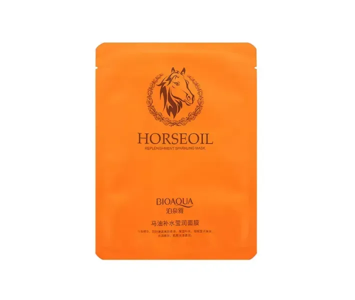 Тканинна маска для обличчя з кінським жиром Horse Oil Facial Mask Омолоджуюча натуральна