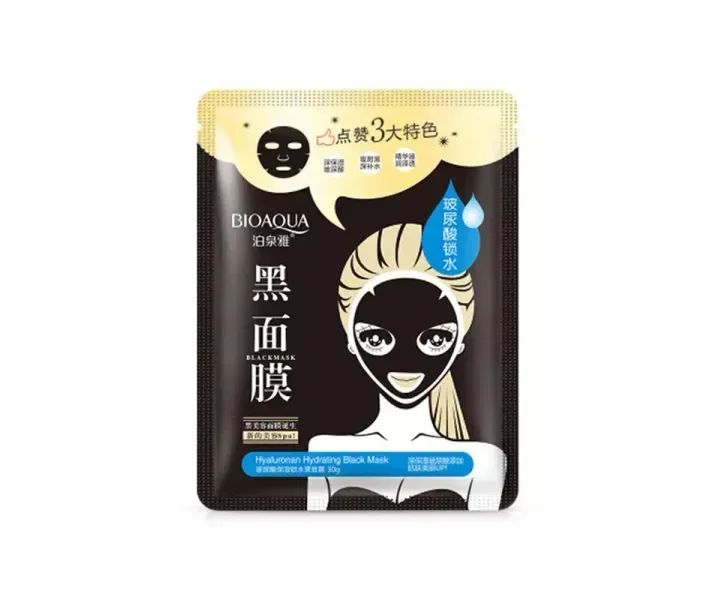 Тканинна маска BIOAQUA Black Mask 30 г з бамбуковим вугіллям і гіалуроновою кислотою