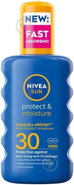 Спрей сонцезахисний Nivea Захист і зволоження SPF 30 200 мл