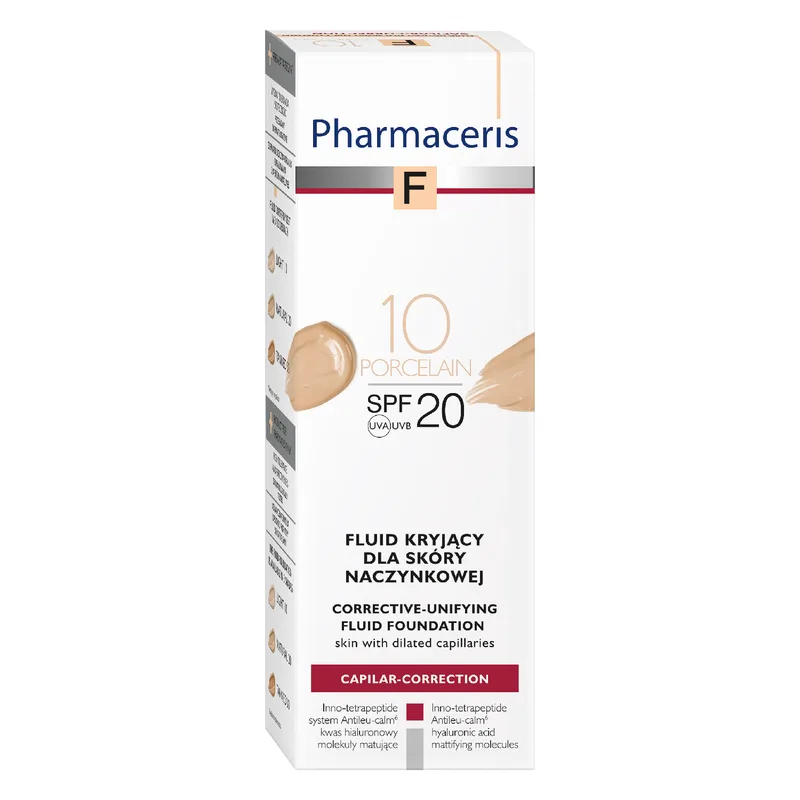 Флюїд для обличчя PHARMACERIS (Фармацеріс) F тональний для капілярної шкіри SPF20 відтінок 10 порцеляновий 30 мл