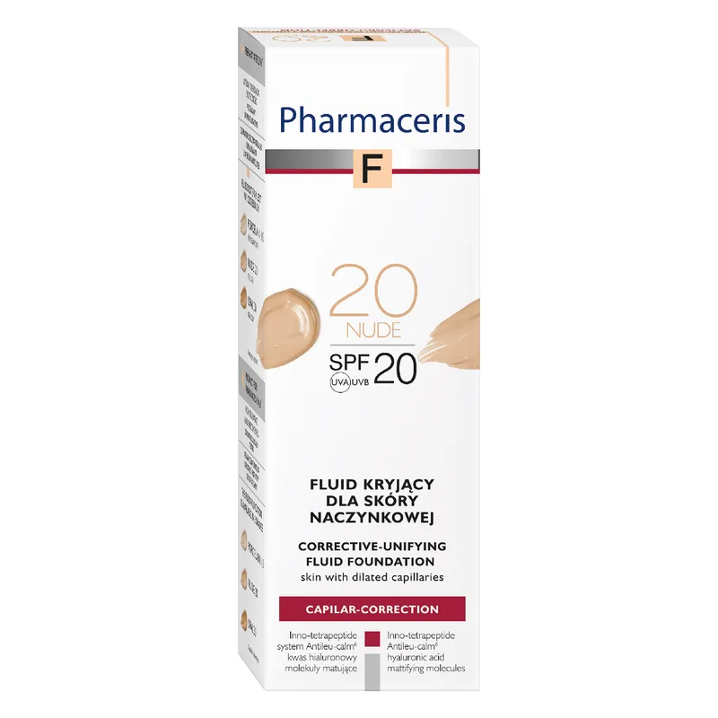 Флюїд для обличчя PHARMACERIS (Фармацеріс) F тональний для капілярної шкіри SPF20 відтінок 20 Нюд 30 мл